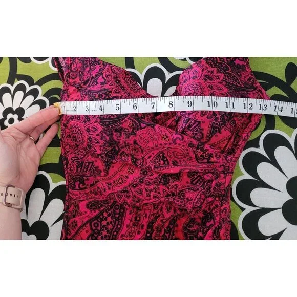 Miraclesuit US 8 paisley park red escape side shirring 1 piece swimsuit 468266 - Picture 6 of 16
